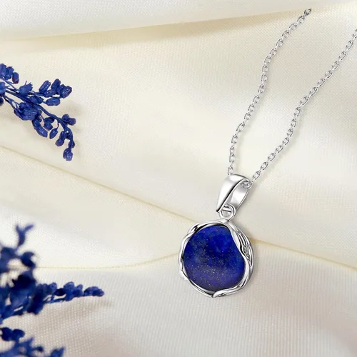 Miniatura 35 de 925 Sterling Silver Gemstone Necklace Women - Gemstone Pendant Necklace Silver- Birthstone Necklace - Silver Jewelry for Women- Minimalist Jewelry