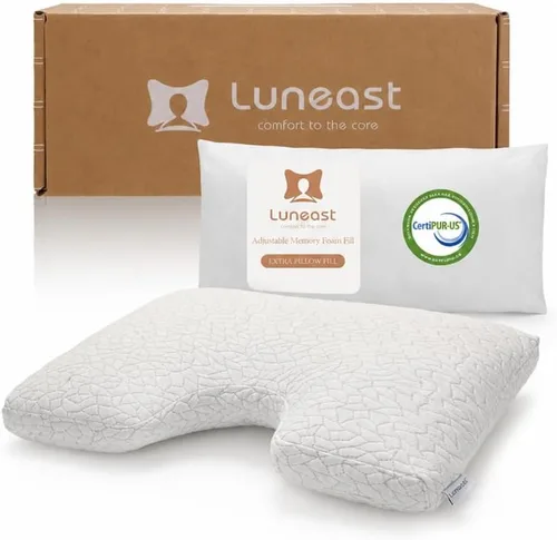 Miniatura 12 de Almohadas de espuma viscoelástica Luneast para dormir ajustable, transpirable, para dormir de lado, espalda y estómago, funda de almohada lavable