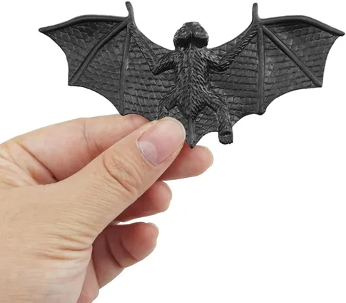 Miniatura 4 de SaktopDeco Murciélagos negros de 4 pulgadas, decoración de Halloween, mini murciélago 3D, juguete de plástico para fiesta, murciélagos artificiales