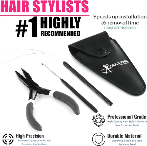 Miniatura 5 de Comfortable Handles Pro - Kit de herramientas de extensión de cabello, 3 agujeros, micro y nano, alicates para prensar y quitar el cabello, alicates