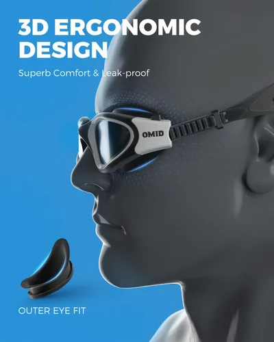 Miniatura 5 de OMID - Gafas de natación polarizadas P2, gafas antivaho para natación para hombres y mujeres adultas Lente ahumada con marco blanco y negro A5