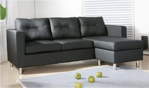 Miniatura 2 de Container Furniture Direct Rayna - Tumbona reversible de piel sintética contemporánea, color negro