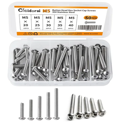 Miniatura 9 de Tornillos de cabeza hueca M5 x 0.315 in, 0.472 in, 0.630 in, 0.787 in, 0.984 in, acero inoxidable 304, accionamiento hexagonal Allen métrico