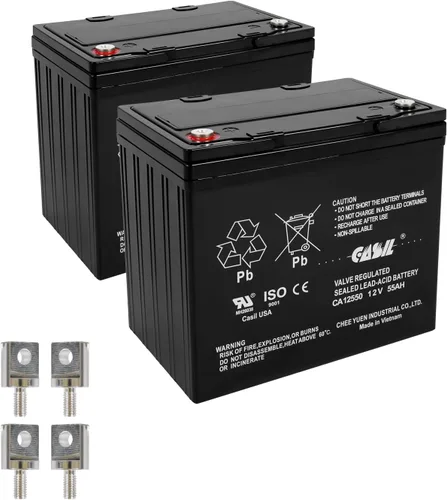 Miniatura 8 de Casil CA12330 - Batería sellada de plomo ácido de 12 V y 33 Ah, paquete de 2 unidades, AGM sin mantenimiento, terminales de tuerca y perno