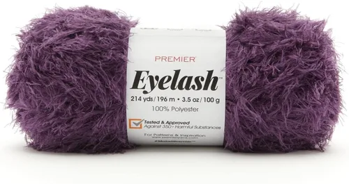 Miniatura 6 de Premier Yarns Hilo de pestañas, hecho de poliéster, hilo voluminoso para ganchillo y tejido, perfecto para juguetes y detalles decorativos, carbón