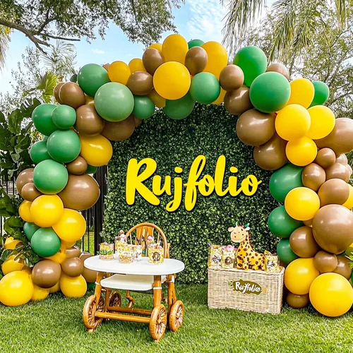 Miniatura 5 de RUBFAC Globos amarillos de diferentes tamaños, 105 piezas de 5/10/12/18 pulgadas, kit de guirnalda de globos amarillos para bodas, baby shower