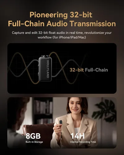 Miniatura 4 de Micrófono inalámbrico Hollyland Lark MAX 2 para iPhone/Cámara/Android, cancelación de ruido AI, audio de 32 bits de cadena completa, rango de 1115