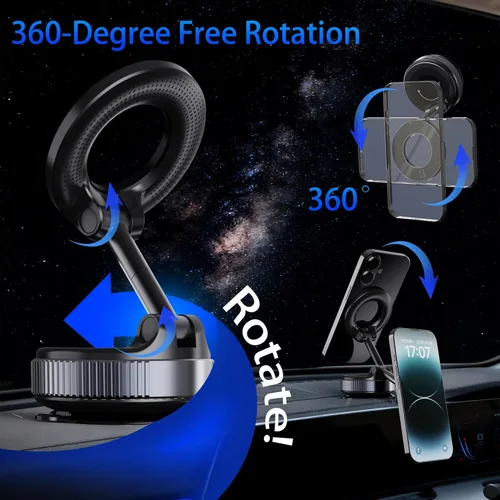 Miniatura 5 de Soporte Magnético de Teléfono para Automóvil con Vacío Mejorado 2026, 360° Reforzado, Ventosa Ultra de 96 Libras, Soporte de Teléfono con Ventosa