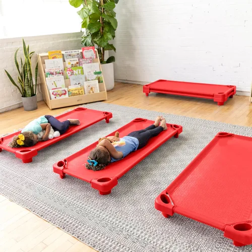Miniatura 8 de ECR4Kids Catre Infantil Apilable, Listo para Ensamblar, Tamaño Estándar, Mobiliario de Aula, Verde, Paquete de 6