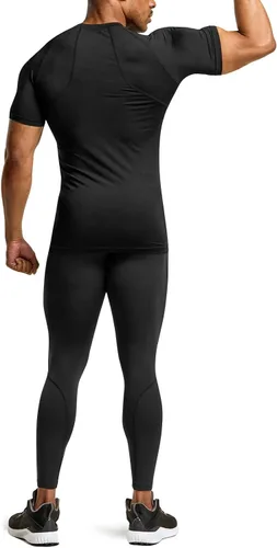 Miniatura 9 de ATHLIO Paquete de 1 o 3 camisetas de compresión de manga corta para hombre, camisetas deportivas de capa base, camiseta de entrenamiento atlético