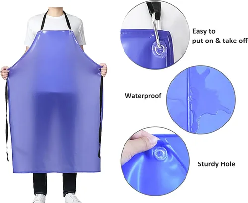 Miniatura 3 de Delantales de plástico impermeables - Delantal de trabajo resistente a los químicos, mejor para la cocina, la limpieza, el baño de perros, el Azul