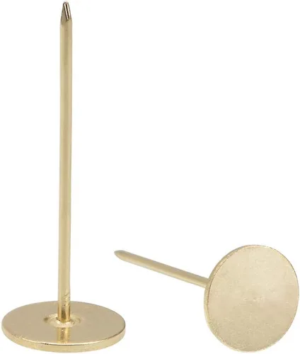 uxcell Tapicería uñas tachuelas 0.709 in x 1.969 in cabeza plana muebles uñas tono dorado para muebles sofás cabeceros, 40 unidades