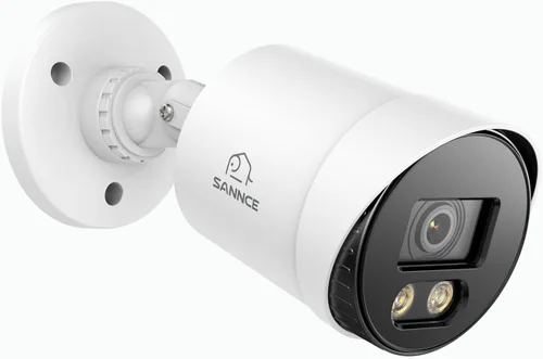 SANNCE Cámara de Seguridad con Cable Bullet TVI de Visión Nocturna a Todo Color 1080P, 2 Luces Cálidas, IP66 Resistente a la Intemperie para Uso