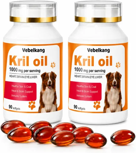 Aceite de krill Omega 3 para perros, alivio de alergias, salud de las articulaciones, alivio de picazón, desprendimiento, suplemento para la piel y