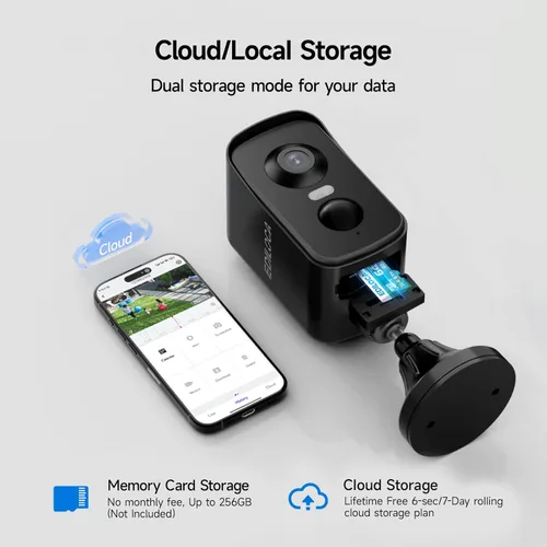Miniatura 8 de Ediloca Cámaras de seguridad inalámbricas para exteriores, 2K Pan Rotación de 300° Cámara WiFi alimentada por batería con detección humana PIR
