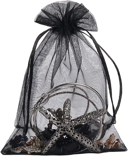 Miniatura 6 de YQL Bolsas de organza de 4 x 6, 100 unidades, malla de organza negra, bolsas de protección de frutas, bolsas de joyería, bodas y fiestas