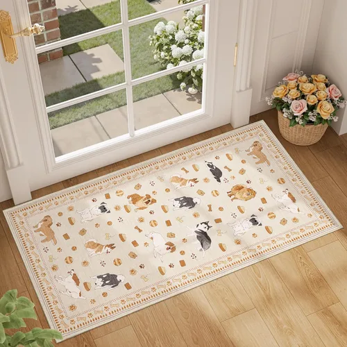 Miniatura 21 de DUKINO Alfombra de área de 6 x 9 pies, alfombra floral para sala de estar, ligera, antideslizante, lavable, alfombra de interior de pelo bajo