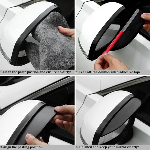 Miniatura 6 de Protector de cejas de lluvia para retrovisor de automóvil, película protectora de lluvia para espejo de automóvil, protector de visera para la Negro