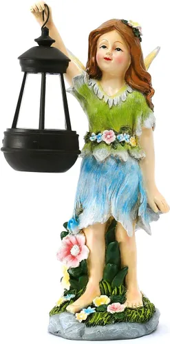 Miniatura 8 de Estatua de jardín solar de hadas Pohabery con luz de linternas, escultura solar impermeable para decoración al aire libre, para patio, jardín, Fairy
