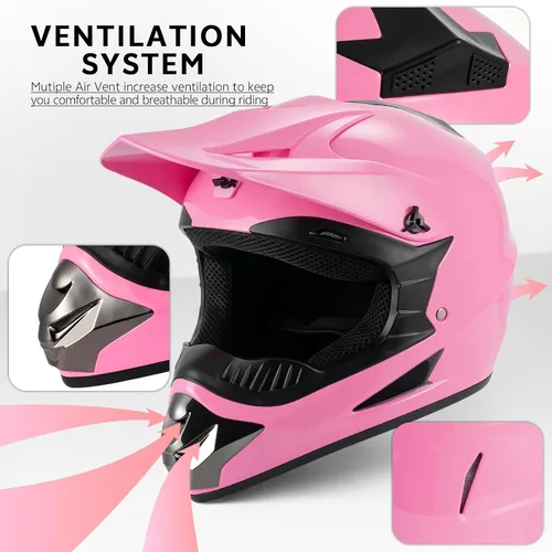 Miniatura 5 de Youth Kids Motocross Helmet, DOT Certified,ATV Dirt Bike Motorcycle, BMX 4-Wheeler Off-Road Mountain Bike,W/Gloves Goggles Mask