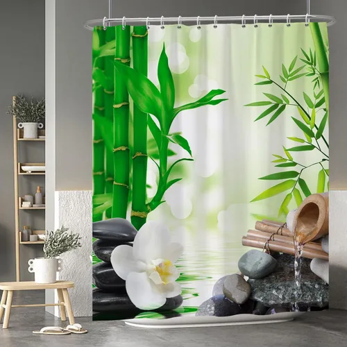 Miniatura 79 de Baocicoo - Cortina de ducha de abeja de miel, diseño de abeja de caricaturas, pista voladora, rústica, floral, para baño, decoración de bañera