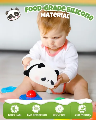 Miniatura 5 de Linda luz nocturna de panda, lámpara de animales, silicona de grado alimenticio, recargable, atenuable en 3 niveles, luz nocturna esponjosa