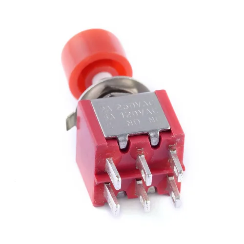 Miniatura 5 de CYT1105 - 6 pines AC 2A 250V/5A 120V 0.236 in 6 pines interruptor de botón momentáneo DPDT NO NC (paquete de 6)