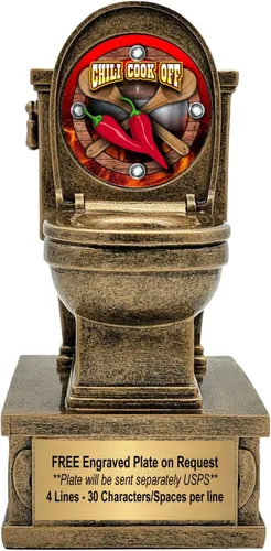 Miniatura 16 de Decade Awards Trofeo de pedestal dorado para inodoro con insertos opcionales, 7 pulgadas de alto, placa grabada bajo petición Golf