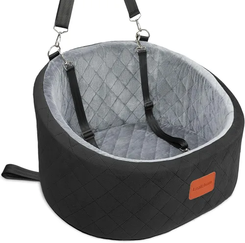 Miniatura 7 de Lealchum Asiento de automóvil para perros pequeños de hasta 30 libras, relleno de tela ultra suave en espuma viscoelástica cómoda, paseo feliz
