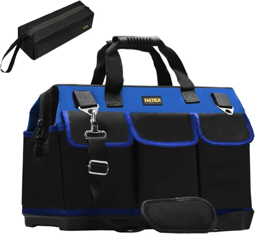 FASTECH Bolsa de herramientas de fondo de 22 pulgadas con boca ancha para almacenamiento de herramientas, transportador y organizador, bolsa de