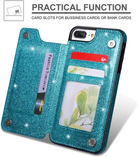 Miniatura 2 de Funda de piel tipo cartera para iPhone con (dos cierres magnéticos), (ranuras para tarjetas) función atril