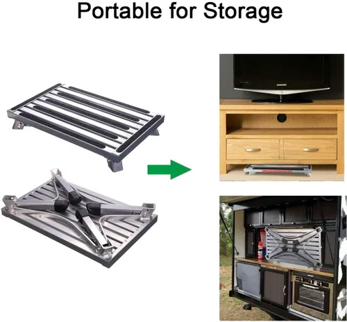 Miniatura 7 de Plataforma portátil para escalones de caravana, patas de goma antideslizantes y plegables, capacidad de carga de 330 libras, escalera duradera