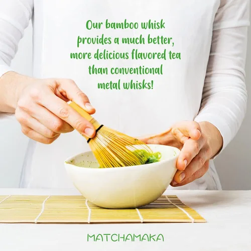 Miniatura 3 de Batidor de té verde matcha prémium – 100 puntas – MATCHAMAKA tradicional japonés de bambú matcha – té verde, leche matcha, polvo ceremonial matcha