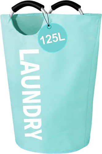 Miniatura 10 de WOOHA Cesta de lavandería grande de 115 litros, cesta plegable para ropa, cestas altas de tela plegables para dormitorio, armario, baño, Rosa