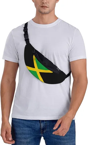 Miniatura 6 de Riñonera cruzada con la bandera de Estados Unidos, para hombres y mujeres, para viajes, caminar, correr, senderismo, pesca., Bandera de Jamaica
