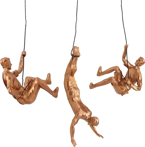 Miniatura 16 de Gran conjunto de 3 esculturas de pared de hombres escalando Arte decorativo de pared nórdica de simplicidad moderna, esculturas de hombre escalador