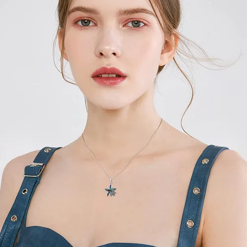 Miniatura 3 de ConBo Collar con dije de estrella de mar de océano para mujer, collar con colgante de estrella de mar de concha de abulón S925, collar de plata