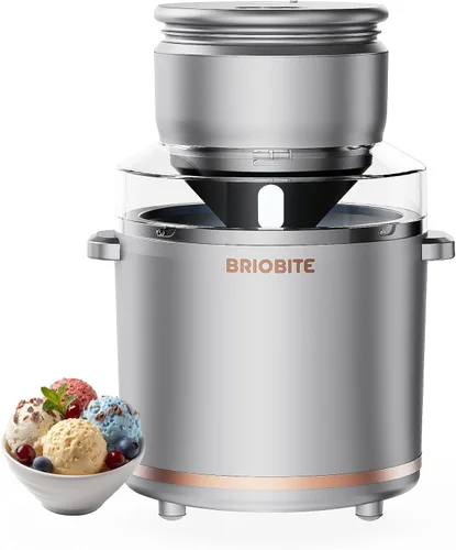 Miniatura 8 de BRIOBITE Máquina de Helados de 1.1 Cuartos - Máquina Eléctrica de Helados para Gelato, Batidos y Sorbete, Perfecta para 2-3 Porciones, Fácil de Usar