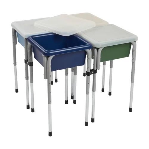 Miniatura 19 de ECR4Kids Mesa de juego ajustable para arena y agua de 4 estaciones, contenedores sensoriales, contemporánea