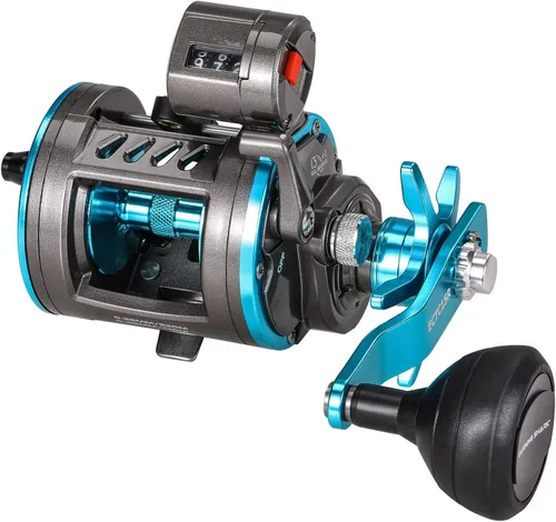 Burning Shark Carrete de pesca de baitcasting, carrete redondo suave y potente, carrete de pesca para agua salada, carrete convencional para bagre,