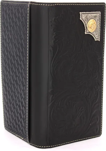 Miniatura 2 de West Star - Billetera para hombre, estilo de chequera, larga, plegable, con o sin pelo de vaca, 207C Bullrider Negro