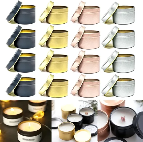Unixing 16 latas de velas de 4 onzas para hacer velas de bricolaje, recipientes redondos de metal para hacer velas, artes y manualidades,
