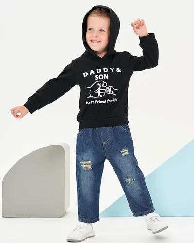 Miniatura 25 de Renotemy Ropa de bebé para niño, trajes de mezclilla, sudadera con capucha para bebés, pantalones de mezclilla, ropa para niños pequeños