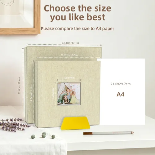 Miniatura 6 de popotop Álbum de fotos autoadhesivo con ventana de visualización de imágenes, kit de suministros de bricolaje para álbum de recortes de 40 páginas
