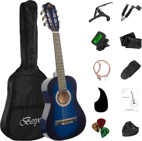 Miniatura 11 de Guitarra Acústica Negra para Principiantes de 30 pulgadas, Paquete de Inicio, Guitarra para Estudiantes/Niños con Funda, Correa, 2 Púas, Cuerdas