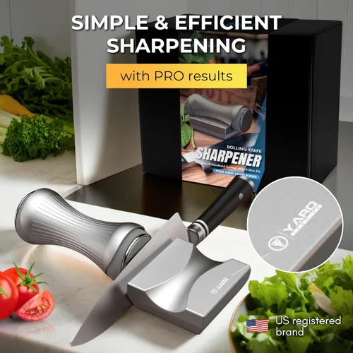 Miniatura 8 de YARO Best - Afilador de cuchillos para cocina y chef, sistema profesional de afilado de cuchillos, kit de afilador de cuchillos de aluminio, rodillo