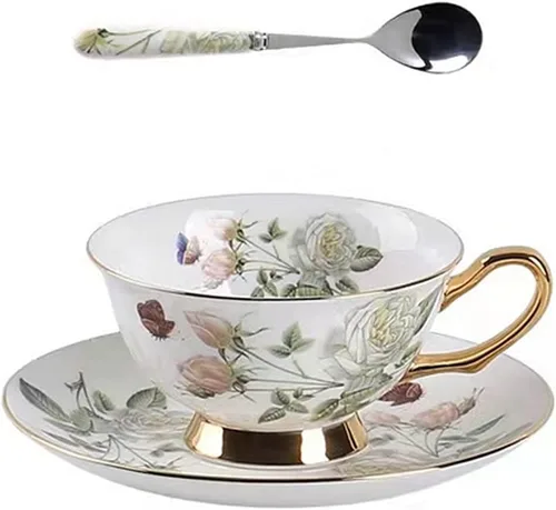 Miniatura 10 de Honorable Taza de café, capuchino, taza de té, con platillo para latte, porcelana de hueso fino, esmalte reactivo, 6.8 onzas-1 unidad