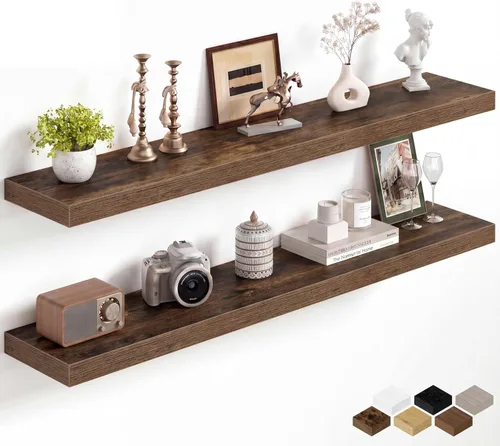 Miniatura 59 de Fun Memories Estantes flotantes de 16 pulgadas para pared, estantes de 8 pulgadas de profundidad para baño, dormitorio, cocina, montaje en pared