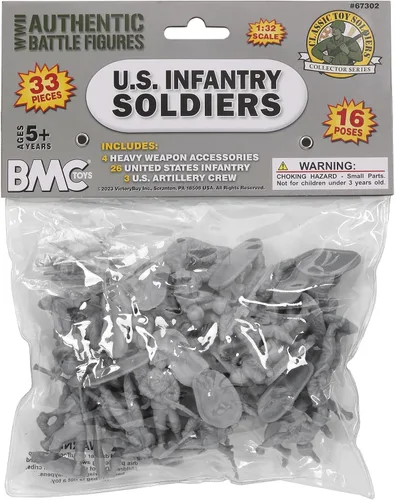 Miniatura 8 de BMC CTS Segunda Guerra Mundial Soldados de plástico del ejército de infantería estadounidense - 33 piezas de soldados grises 1:32