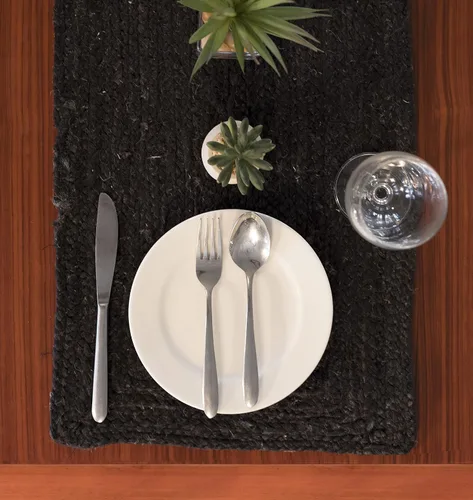 Miniatura 2 de Madhu International Camino de mesa de yute natural, alfombra rectangular tejida a mano de larga duración, hecha de material de yute para entradas